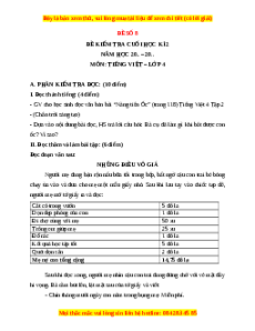 Đề thi cuối kì 2 Tiếng Việt lớp 4 Chân trời sáng tạo (Đề 8)