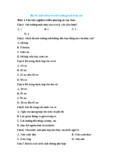 Trắc nghiệm Bài 10: Giới thiệu về môi trường nuôi thủy sản Công nghệ 12 Lâm nghiệp-Thủy sản Kết nối