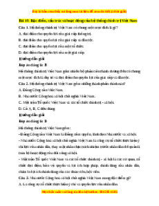 Trắc nghiệm Bài 19: Đặc điểm, cấu trúc và nguyên tắc hoạt động của hệ thống chính trị Việt Nam