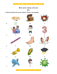 Đề thi cuối kì 2 Tiếng Anh lớp 4 Family and Friends (Đề 3 kèm file nghe)