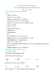 Đề cương ôn tập Cuối kì 1 Toán 7 Kết nối tri thức cấu trúc mới (có đúng sai, trả lời ngắn, tự luận thực tế)