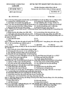 Đề thi thử tốt nghiệp Lịch sử Sở GD&ĐT Lạng Sơn năm 2024