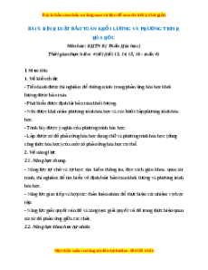 Giáo án Định luật bảo toàn khối lượng và phương trình hóa học Hóa học 8 Kết nối tri thức