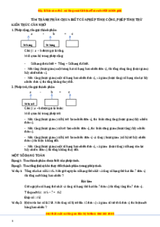 Chuyên đề Tìm thành phần chưa biết của phép cộng, phép trừ Toán lớp 3 nâng cao Kết nối tri thức