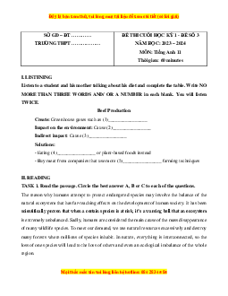 Đề thi cuối kì 1 Tiếng Anh 11 Global success (Đề 3 kèm file nghe)