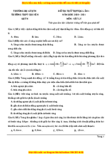 Đề thi thử Vật Lí trường Chuyên KHTN năm 2021
