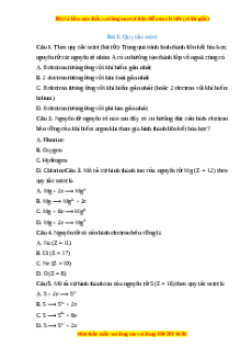 Trắc nghiệm Quy tắc octet Hóa học 10 Chân trời sáng tạo