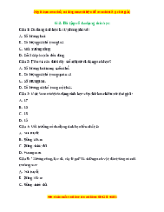 Trắc nghiệm Đa dạng sinh học KHTN 6 Kết nối tri thức