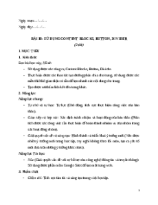 Giáo án Bài E4: Sử dụng Content Blocks, Button, Divider Tin học 12 Chân trời sáng tạo