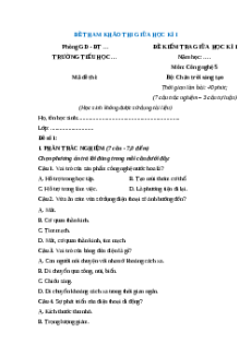 Đề thi giữa kì 1 Công nghệ lớp 5 Chân trời sáng tạo (Đề 1)