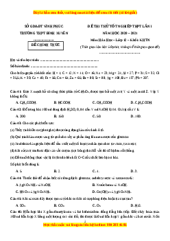 Đề thi thử Hóa Học trường Bình Xuyên năm 2021