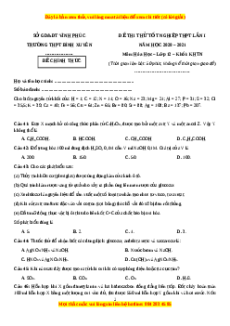 Đề thi thử Hóa Học trường Bình Xuyên năm 2021