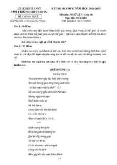 3 Đề thi Học sinh giỏi Văn 10 năm 2025 (có đáp án)