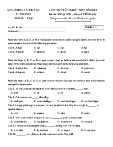 Đề thi thử tốt nghiệp Tiếng Anh Sở giáo dục và đào tạo Thanh Hóa năm 2024