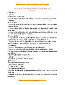 Giáo án Bài 10 Lịch sử 11 Chân trời sáng tạo (2024): Cuộc cải cách của Lê Thánh Tông (thế kỉ XV)
