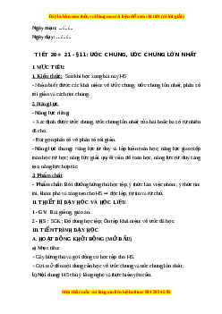 Giáo án Ước chung. Ước chung lớn nhất Toán 6 Kết nối tri thức