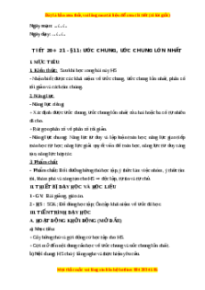 Giáo án Ước chung. Ước chung lớn nhất Toán 6 Kết nối tri thức