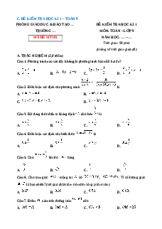 Đề thi Cuối kì 1 Toán 9 Kết nối tri thức 2024 (Đề 1)