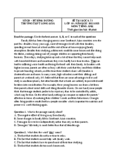 Đề thi cuối kì 1 Tiếng Anh 10 Global success trường THPT Long Hòa