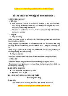 Giáo án Bài 5 Tin học lớp 4 Kết nối tri thức: Thao tác với tệp và thư mục