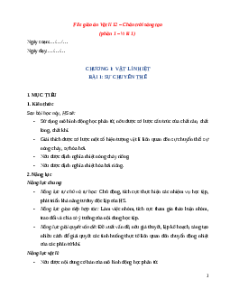 Giáo án Bài 1: Sự chuyển thể Vật Lí 12 Chân trời sáng tạo