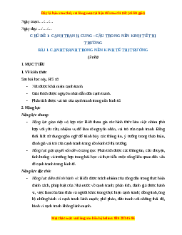 Giáo án Bài 1 KTPL 11 Kết nối tri thức: Cạnh tranh trong nền kinh tế thị trường