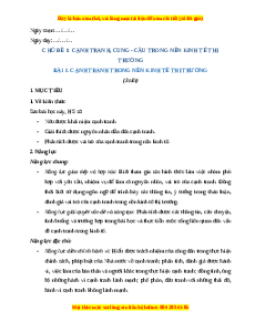 Giáo án Bài 1 KTPL 11 Kết nối tri thức: Cạnh tranh trong nền kinh tế thị trường