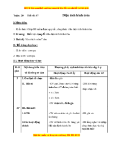 Giáo án Bài 97 Toán lớp 5: Diện tích hình tròn