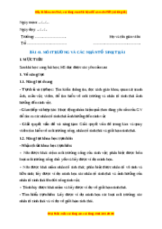 Giáo án Môi trường và các nhân tố sinh thái Sinh học 8 Kết nối tri thức