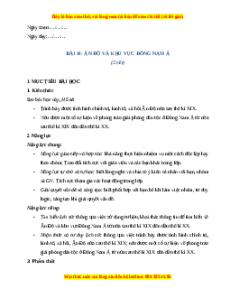 Giáo án Bài 14 Lịch sử 8 Cánh diều (2024): Ấn Độ và khu vực Đông Nam Á