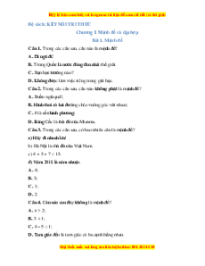 Bài tập trắc nghiệm Toán 10  Kì 1 Kết nối tri thức (có đáp án)