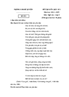 Đề thi giữa kì 1 Ngữ văn 9 Chân trời sáng tạo 2024 (Đề 2)