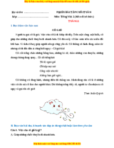 Bài tập cuối tuần Tiếng việt lớp 2 Tuần 22 Kết nối tri thức (có lời giải)