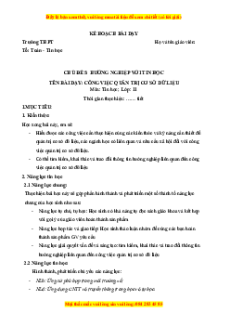 Giáo án Bài 16 Tin 11 Kết nối tri thức: Công việc quản trị cơ sở dữ liệu