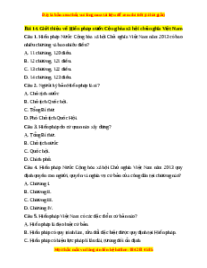 Trắc nghiệm Bài 14 KTPL 10 Kết nối tri thức: Giới thiệu về Hiến pháp nước Cộng hòa xã hội chủ nghĩa Việt Nam