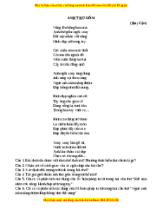 Phiếu bài tập Tuần 6 Anh thợ gốm Ngữ văn 7