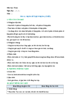 Giáo án Phân số thập phân Toán lớp 5 Cánh diều