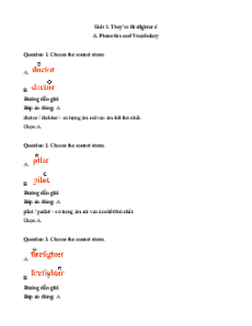 Bài tập trắc nghiệm Tiếng Anh lớp 4 Family Friends đáp án