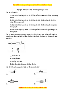 Trắc nghiệm Biến trở - điện trở dùng trong kĩ thuật Vật lí 9