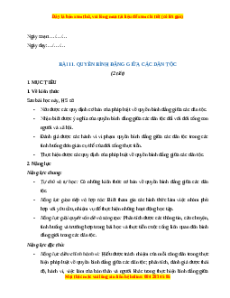 Giáo án Bài 11 KTPL 11 Kết nối tri thức: Quyền bình đẳng giữa các dân tộc