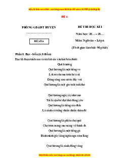 Đề thi cuối kì 1 Ngữ văn 6 Kết nối tri thức (đề 6)