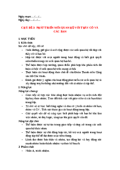 Giáo án Chủ đề 3: Phát triển mối quan hệ với thầy cô và các bạn HĐTN 12 Chân trời sáng tạo