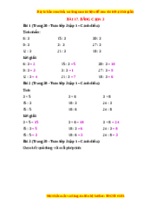 Giải Sgk Toán lớp 3 Bài 17: Bảng chia 3 (Cánh diều)