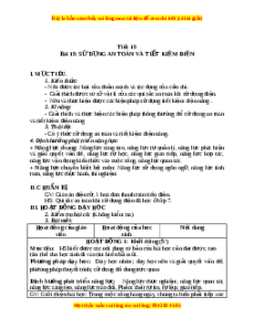 Giáo án Sử dụng an toàn và tiết kiệm điện Vật lí 9