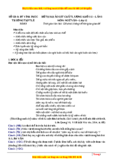Đề thi thử Ngữ văn trường Lê Xoay - Vĩnh Phúc lần 3 năm 2023