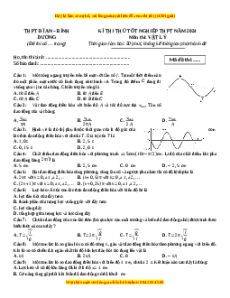 Đề thi thử tốt nghiệp Vật lí trường THPT Dĩ An - Bình Dương năm 2024