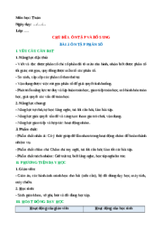 Giáo án Ôn tập phân số Toán lớp 5 Kết nối tri thức