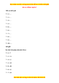 VBT Toán lớp 3 Bài 40 (Chân trời sáng tạo): Bảng nhân 7