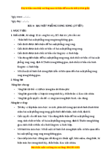 Giáo án Hai mặt phẳng song song Toán 11 Chân trời sáng tạo