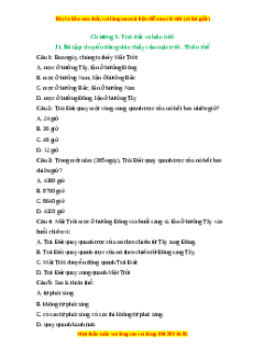 Trắc nghiệm Chuyển động nhìn thấy của Mặt Trời. Thiên thể KHTN 6 Kết nối tri thức